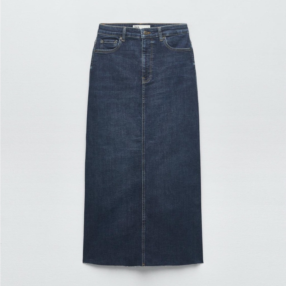 Dark Blue Denim Maxi Skirt